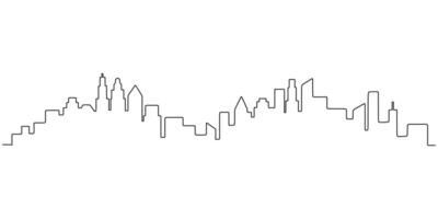 Cityscape Continuous Line Drawing for Presentations and Travel vector