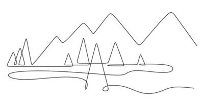 Mountains Continuous Line Drawing for Nature and Wilderness vector