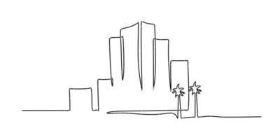 City One Line Drawing for Tech Startups and Consulting vector