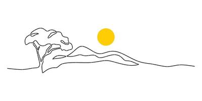Palm Tree Continuous Line Drawing for Tropical Vacation vector
