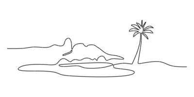 Island Landscape One Line Drawing for Travel Blog Header vector