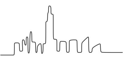 Metropolis Architecture Continuous Line Drawing for Real Estate vector