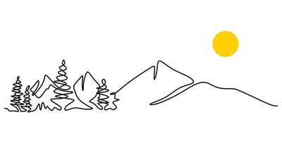 Mountainscape Continuous Line Drawing for Hiking Adventure Design vector