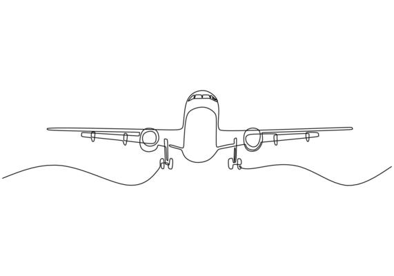 Airplane One Line Drawing for International Travel and App Logos