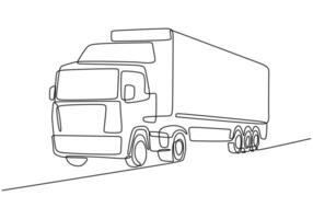 Semi Truck Continuous Line Drawing for Shipping Logos vector