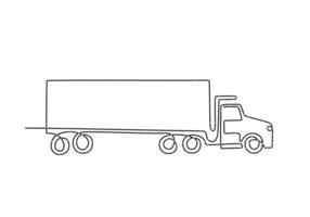Delivery Truck One Line Drawing for Supply Chain Symbol vector