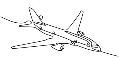 Airplane Continuous Line Drawing for Minimal Aviation Logo vector