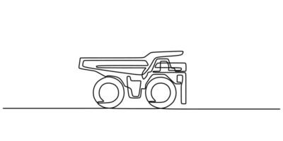 Mining Dump Truck One Line Drawing for Industrial Engineering Use vector