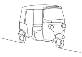 Tuk Tuk One Line Drawing for Traditional Urban Transport Concepts vector