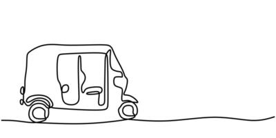 Bajaj Tuk Tuk One Line Drawing for Travel Posters and Tour Sites vector