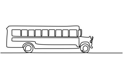 School Bus One Line Drawing for Education and Transport Graphics vector