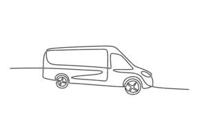 Van One Line Drawing for Delivery and Fleet Service Branding vector