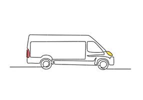 Van Continuous Line Drawing for Logistics and Transport Design vector