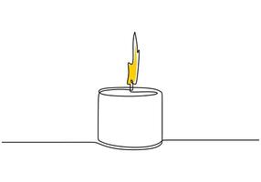 Candlelight One Line Drawing for Romantic Invitation vector