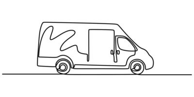 Van Car One Line Drawing for Delivery and Transport Branding vector