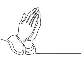 Praying Hands Continuous Line Drawing for Faith Based Design vector