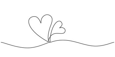 Two Hearts Continuous Line Drawing for Dating App Logo vector