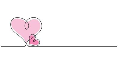 Two Hearts Continuous Line Drawing for Valentine s Graphics vector