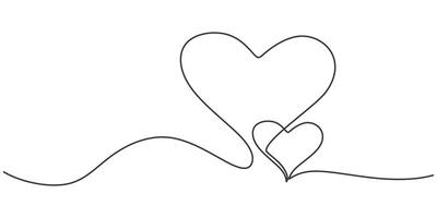 Two Hearts Continuous Line Drawing for Couple and Love Icons vector