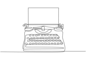 Typewriter Continuous Line Drawing for Writer s Blog Logo vector