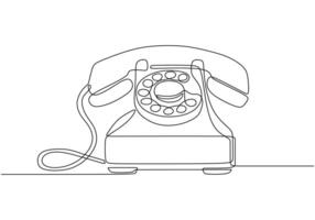 Retro Dial Telephone Continuous Line Drawing for Vintage Decor vector