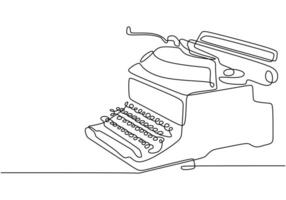 Retro Typewriter One Line Drawing for Author Website vector