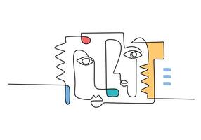Surreal Face One Line Drawing for Contemporary Art Graphic vector