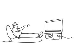 Man Watching TV One Line Drawing for Movie Review Blog vector