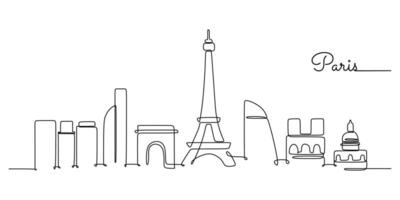 Paris Skyline One Line Drawing for Travel Blog Design vector