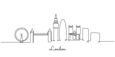 London Skyline Continuous Line Drawing for Poster Print vector