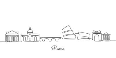 Rome Skyline Continuous Line Drawing for History Blog vector