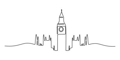 London Skyline One Line Drawing for Travel and Business Use vector