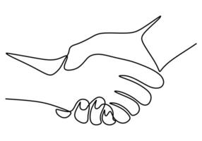 Handshake One Line Drawing for Business Partnership Icon vector