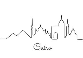 Cairo Skyline One Line Drawing for History and Travel Graphics vector