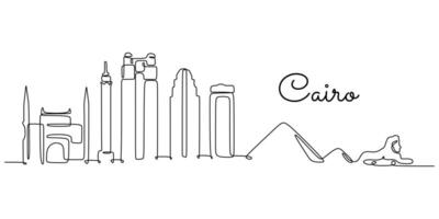 Cairo Egypt Skyline One Line Drawing for Architecture Poster vector