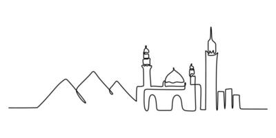 Cairo Egypt Skyline Continuous Line Drawing for History vector