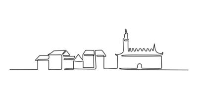 Castle and Residence One Line Drawing for Travel and History vector