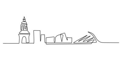 Buenos Aires Skyline One Line Drawing for Travel and Blog Use vector
