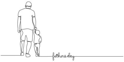 Father and Son Walk Continuous Line Drawing for Family vector