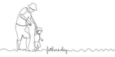 Dad and Child Stroll One Line Drawing for a Parenting Blog vector