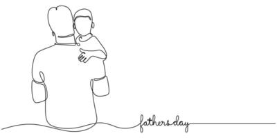 Dad Lifting Infant One Line Drawing for New Dad Gift Design vector