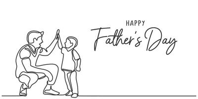 Father and Son Playful Moment One Line Drawing for Fathers Day vector