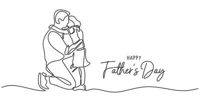Father and Child Hugging One Line Drawing for Social Media vector