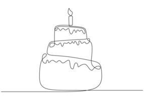 Birthday Cake Continuous Line Drawing for a Bakery Logo vector