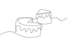Minimalist Cake with Candle One Line Drawing for a Poster vector