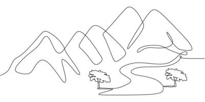 Beach with Umbrella Continuous Line Drawing for a Resort vector