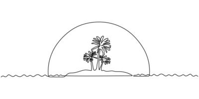 Beach with Umbrella One Line Drawing for Vacation Blog Design vector