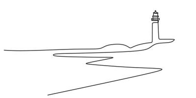 Lighthouse Tower One Line Drawing for Nautical Poster or Blog vector