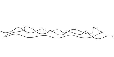 Simple Ocean Wave One Line Drawing for Summer Surfing Poster vector