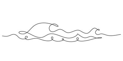 Simple Ocean Wave Continuous Line Drawing for Nautical Blog Design vector